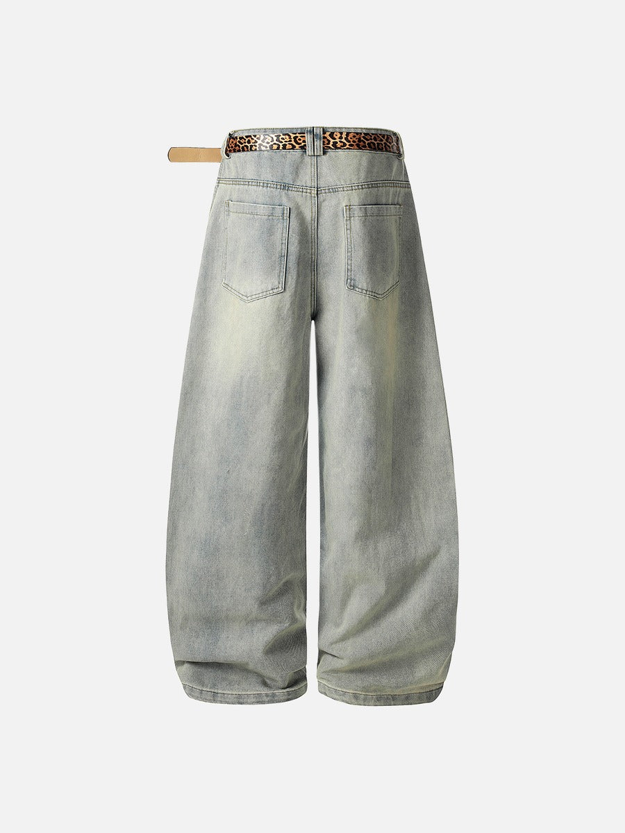 Daxuen distressed wide-leg jeans detail