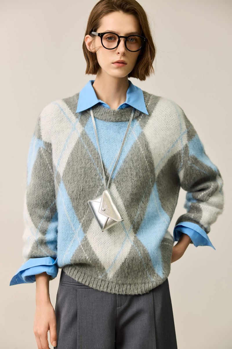 LilyStudio - Argyle Wool Crewneck Sweater, 10% Off with NEW10