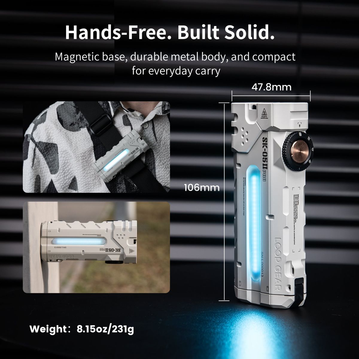 LoopGear SK05 Pro 2 flashlight in hand