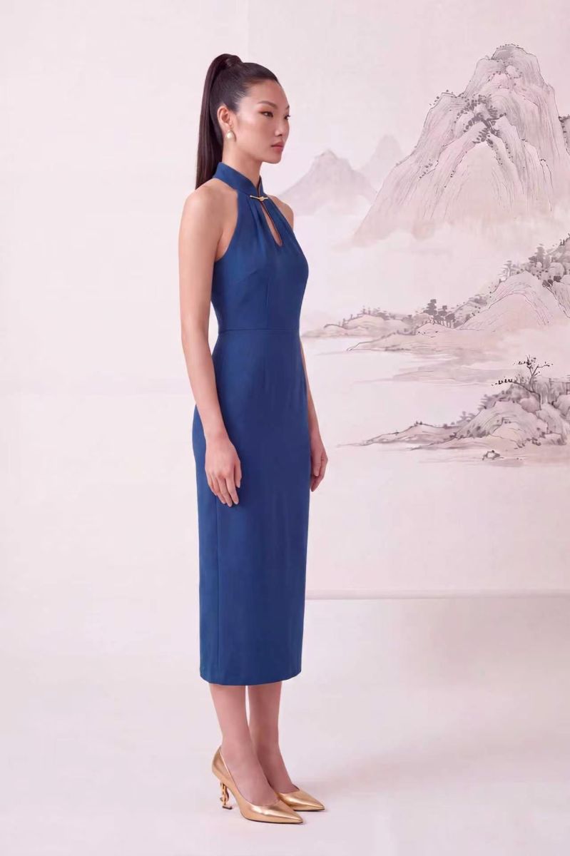 Sense by Mei - Two-Piece Royal Blue Modern Qipao Set, 10% Off with WELCOME
